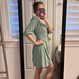 sage green corset tie dress